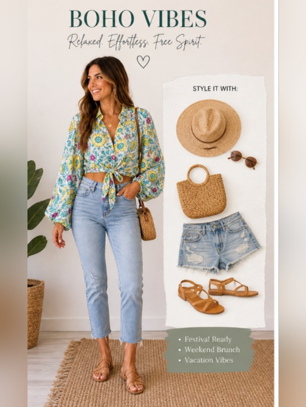 Rachel Roy Floral Tie Front Blouse L NWT Balloon Sleeve Cropped Boho Top - Picture 2 of 10
